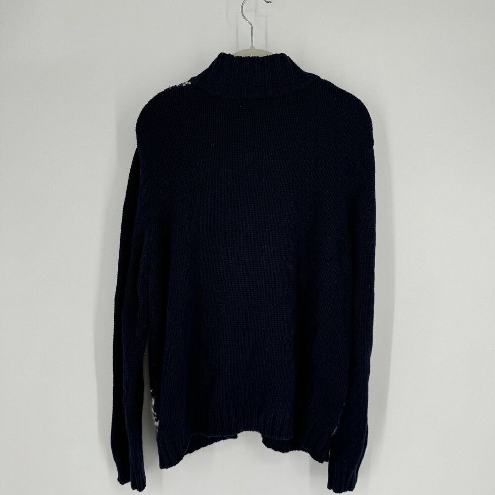 Eddie Bauer sweater womens XL navy blue cardigan full zip reindeer christmas - Picture 4 of 4